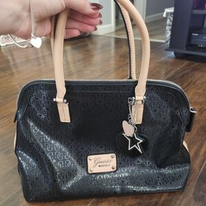 Guess Black and Tan Satchel Bag with Elegant Design